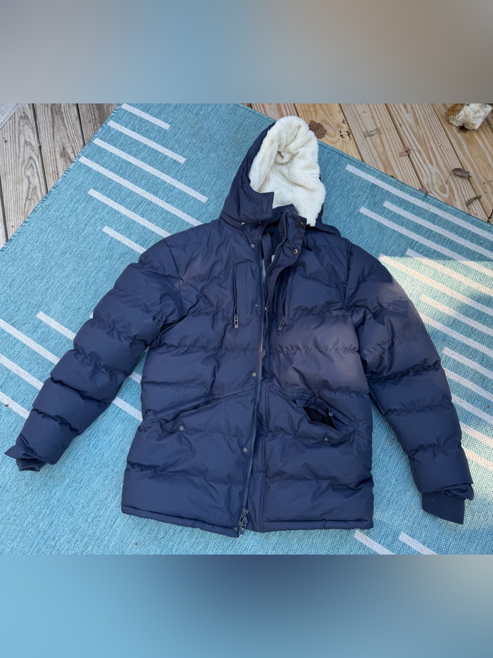 Rejork Men's Navy Puffer Jacket with Lined Hood size XL